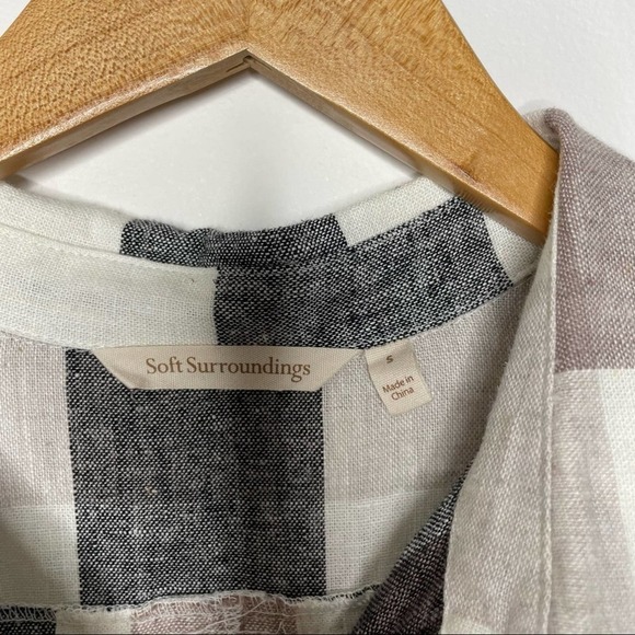 Soft Surroundings Carreaux Shirt in Ivory/charcoal plaid size S - Picture 5 of 7